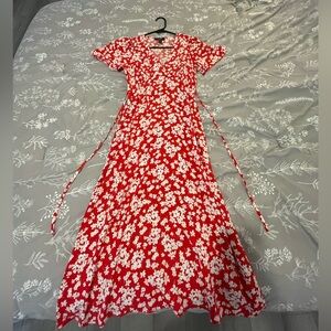 Red floral dress